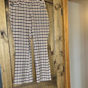Brown and White Plaid Pants